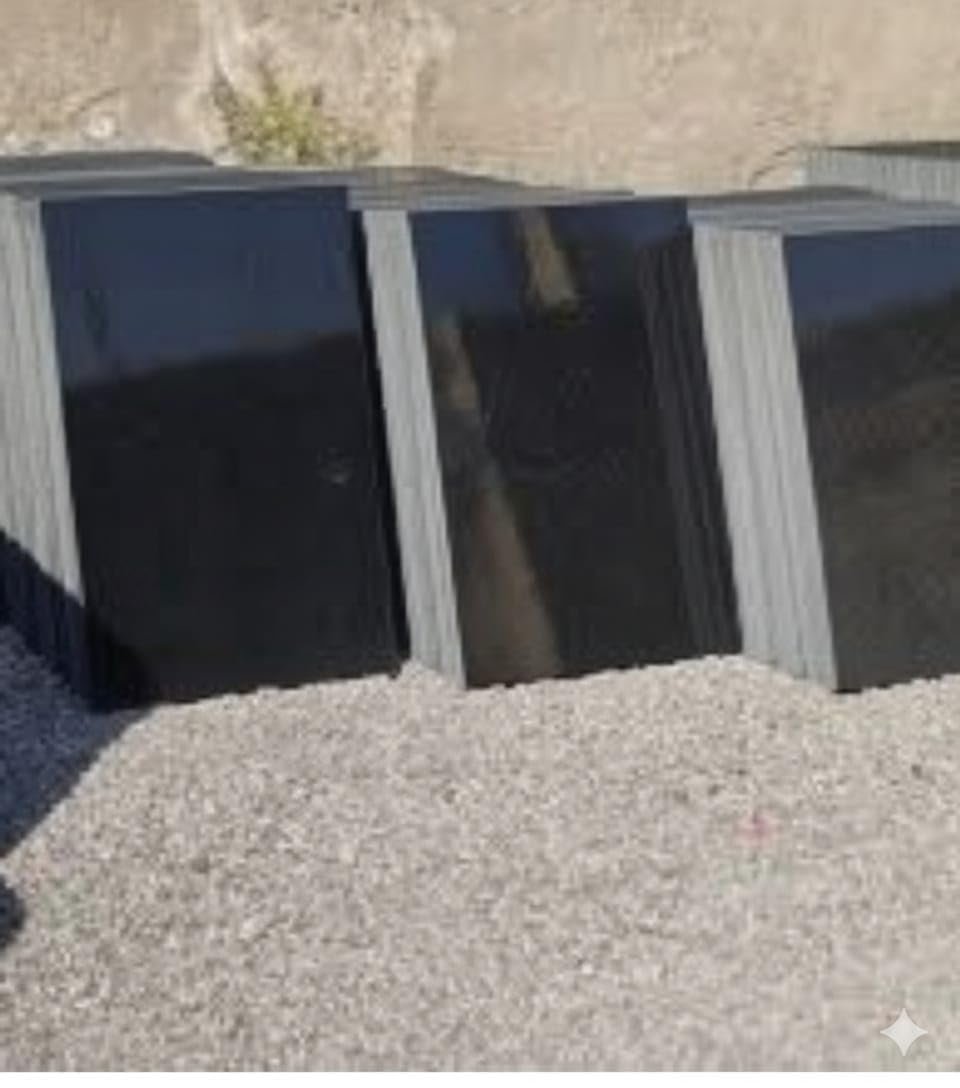 Black Granite Tile 12x12 inch - Glossy, Shiny & Polished- Used for Flooring & Wall - Wallpaper Decoration, House Name Plate, Used in Stairs etc. 18mm Width. Exported in More Than 30 Countries