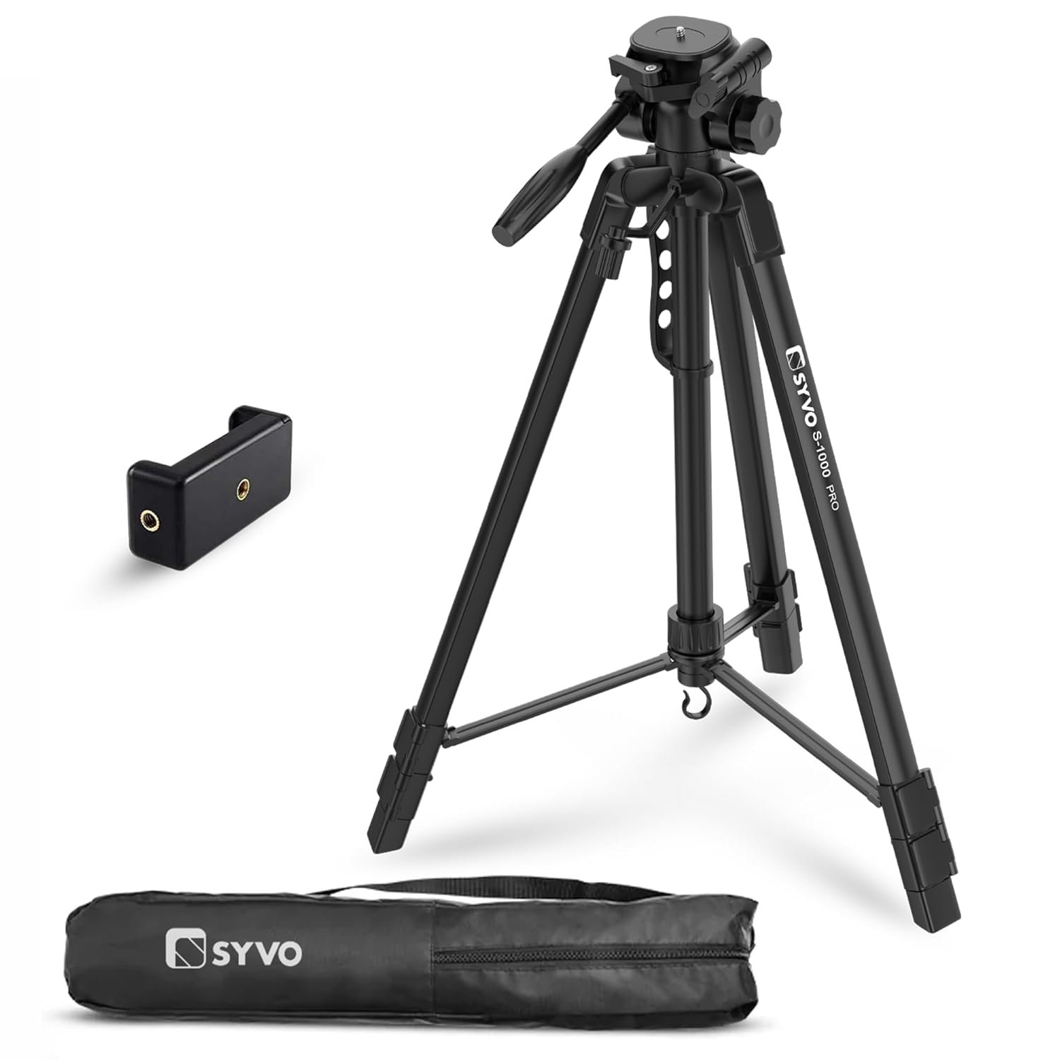 Syvo WT 3130 Aluminum Tripod (133 cm), Universal Lightweight Tripod with Mobile Phone Holder Mount & Carry Bag for All Smart Phones, Gopro, Cameras - Image 15