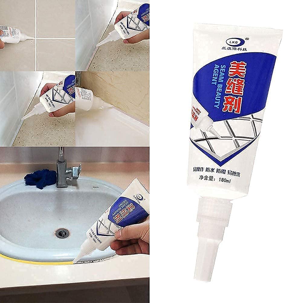 Waterproof Tile Gap/Crack/Grout Filler Water Resistant Silicone Sealant for DIY Home Sink Gaps Repair Tube (180 Ml White)