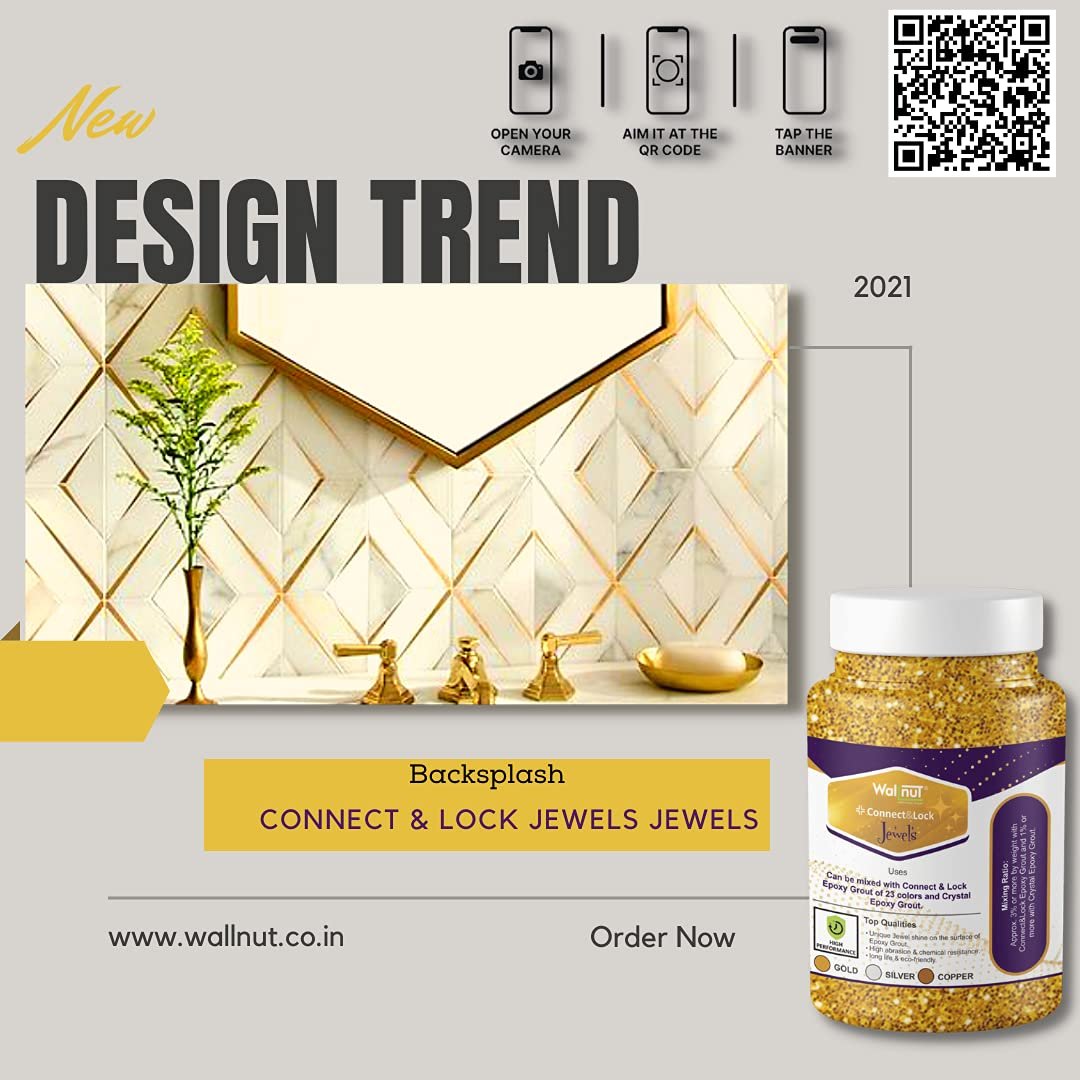 Jewels (Gold) for Epoxy Grout (100 Grm.) | Glitter for Epoxy Grout| Sparkle for Epoxy Grout | Glitter for Tile & Stone Joint | Sparkle for Tile & Stone Joint - Image 2