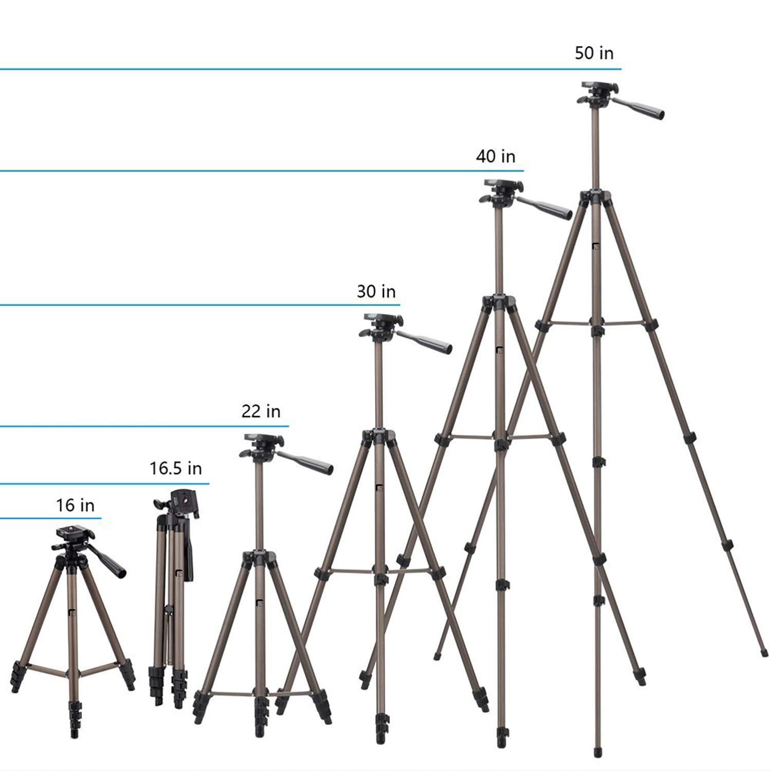 Syvo WT 3130 Aluminum Tripod (133 cm), Universal Lightweight Tripod with Mobile Phone Holder Mount & Carry Bag for All Smart Phones, Gopro, Cameras - Image 4