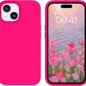 MIDOS Back Cover Compatible with iPhone 15 Case Liquid Silicone Full Protection Shock Proof Back Cover for iPhone 15 (Hot Pink)