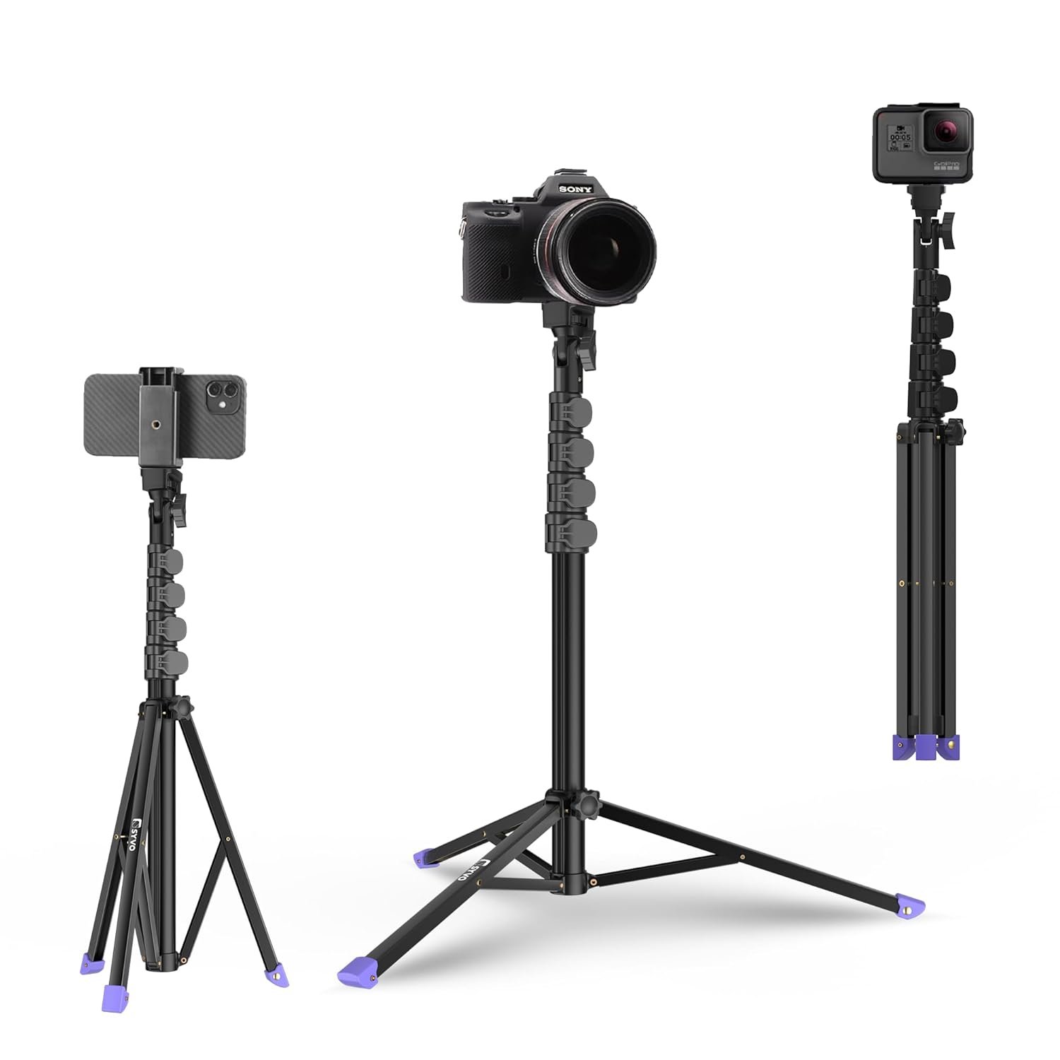 Syvo WT 3130 Aluminum Tripod (133 cm), Universal Lightweight Tripod with Mobile Phone Holder Mount & Carry Bag for All Smart Phones, Gopro, Cameras - Image 12