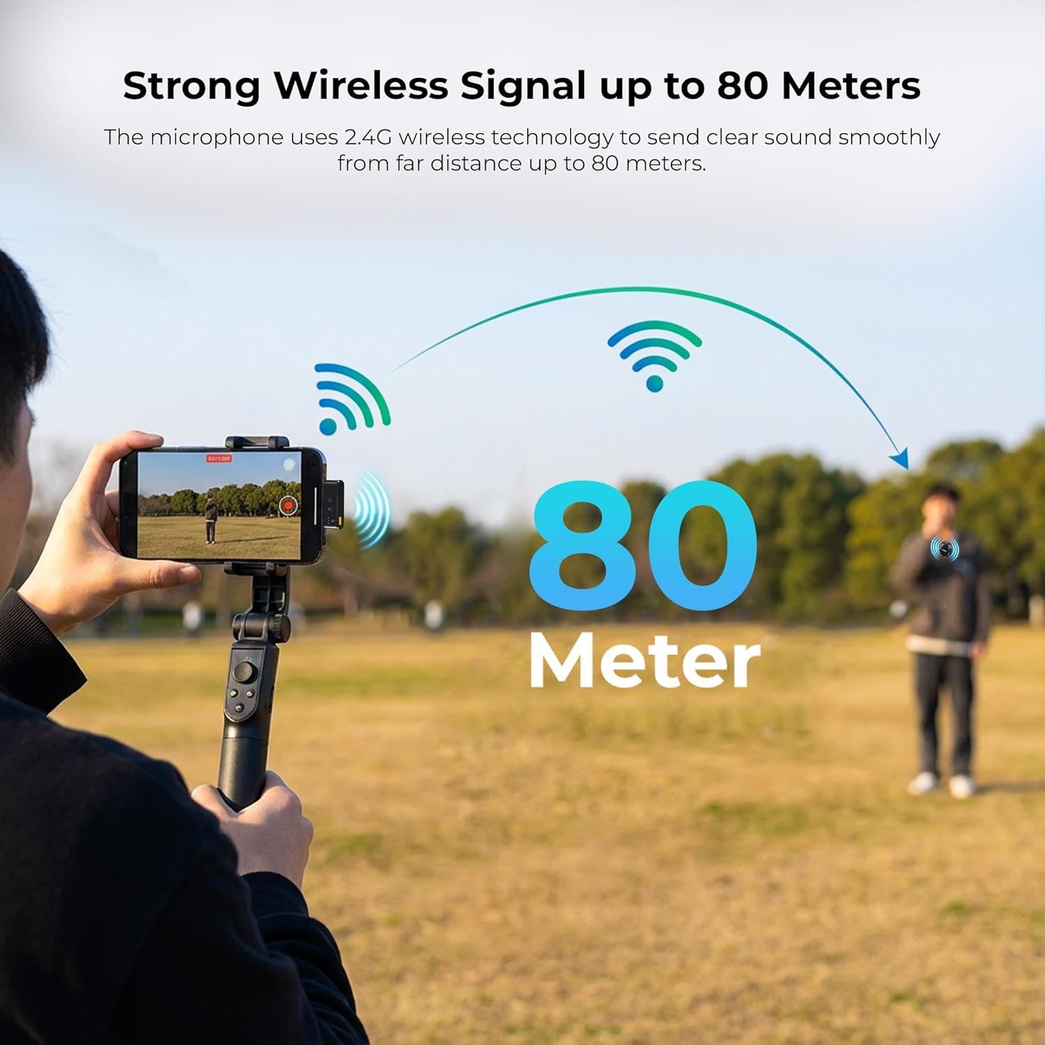 Digitek (DWM-124 2-in-1 Wireless Microphone System for iPhone 15+ Above & Type-C Android, 80m Range, Noise Reduction & Echo Modes, for Creators & Vloggers - Image 6