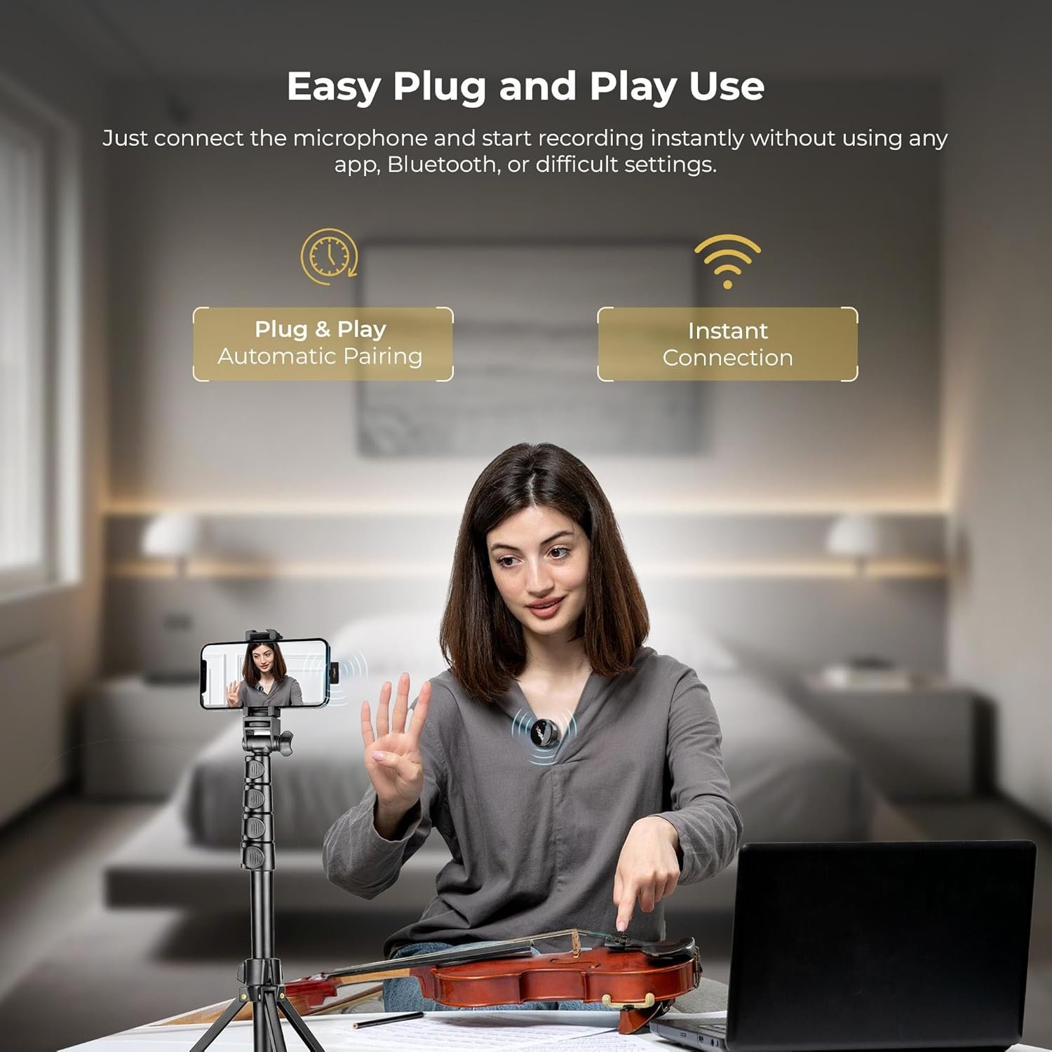 Digitek (DWM-124 2-in-1 Wireless Microphone System for iPhone 15+ Above & Type-C Android, 80m Range, Noise Reduction & Echo Modes, for Creators & Vloggers - Image 4
