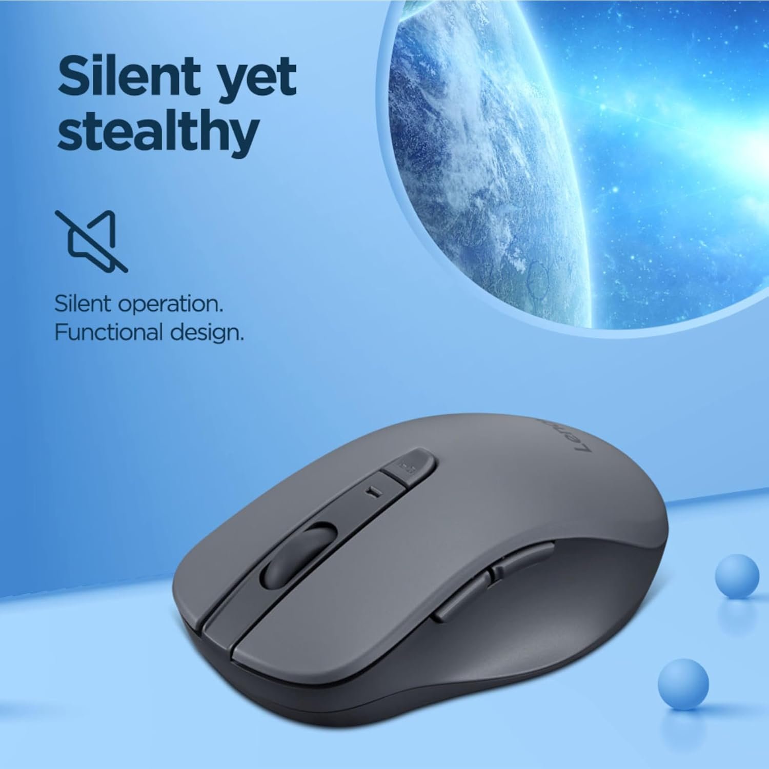 Lenovo WL310 Bluetooth Silent Mouse, Bluetooth 5.0, Upto 3million Button clicks, 1600 DPI, 6 Buttons (Left Click, Right Click, Scroll Click, DPI, 2 x Side Buttons), DPI LED Indicator, Grey - Image 3