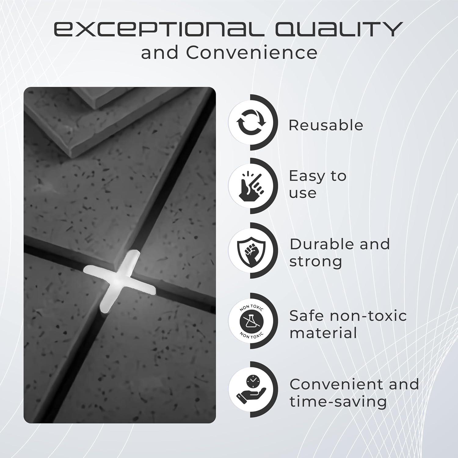 Robustt Tile Spacers Set - 1000 Pieces (2 mm) for Precision Tile Alignment, Even Spacing, and Seamless Grout Lines � Convienent - Reusable and Easy to use | Professional and DIY Tiling Projects - Image 3