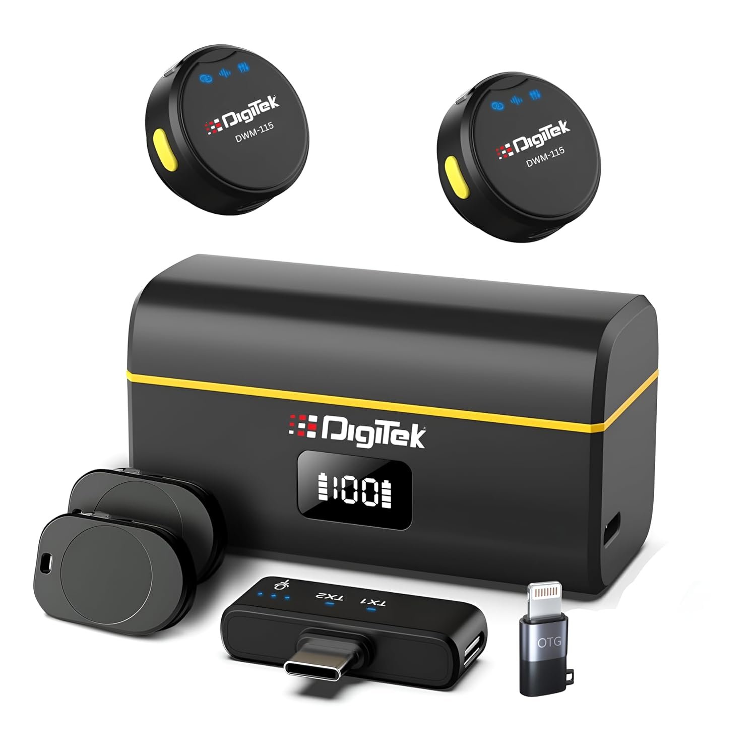 Digitek (DWM-124 2-in-1 Wireless Microphone System for iPhone 15+ Above & Type-C Android, 80m Range, Noise Reduction & Echo Modes, for Creators & Vloggers - Image 10