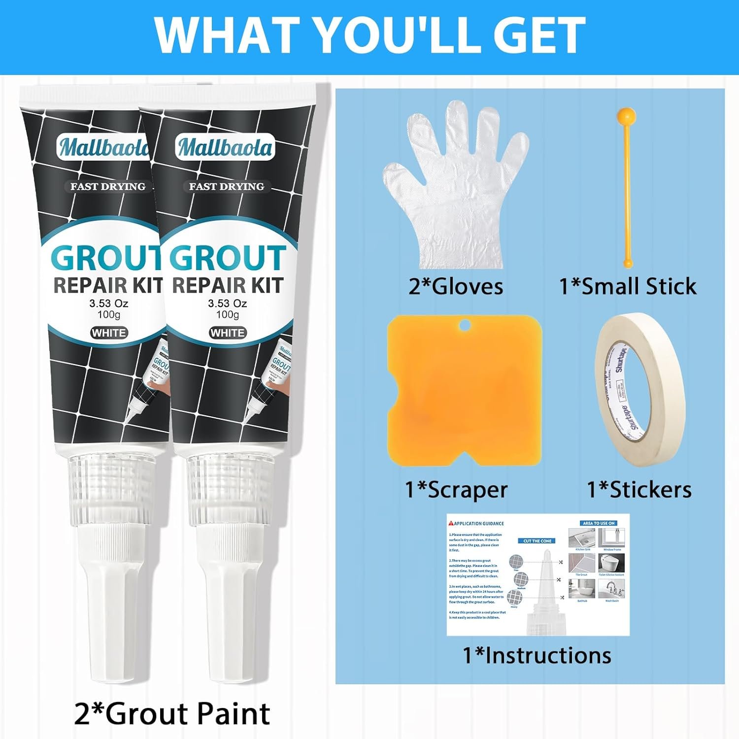 Grout Repairs & Renews: 3-Triple Protection, Fast Drying, Heavy-Duty Cleaner, White, Silicone, Pack of 1 - Image 4
