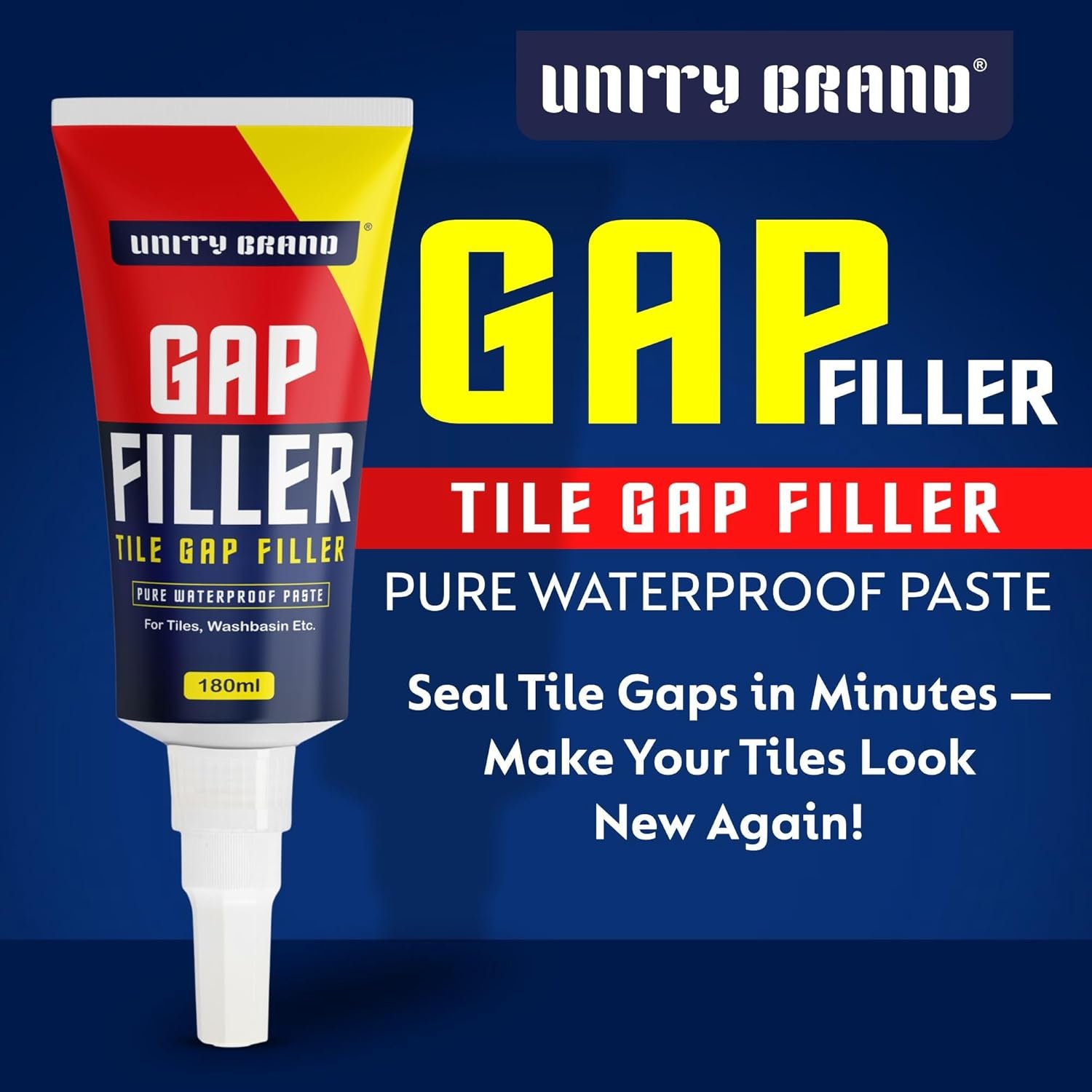 Unity Brand Wall Gap & Crack Filler (White), DIY Waterproofing for Home Repairs, Kitchen Sink & Wall Cracks, Bathroom Tile Gaps Sealant, Metal, Wood, PVC, Best for Wet & Damp areas (Pack 1/180 ML) - Image 2