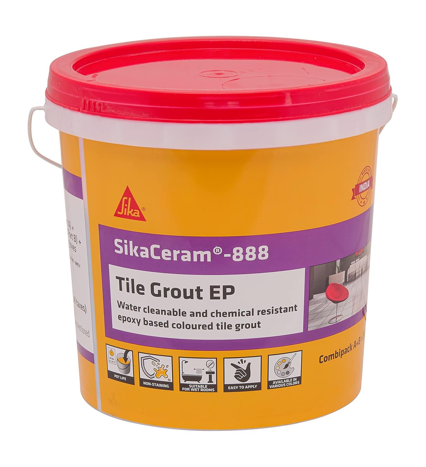 SIKA - SikaCeram 888 Tile Grout EP - Coloured tile grout and tile adhesive - Water cleanable and chemical resistant - Stainless and colourfast - Pure white - 1kg - Image 9